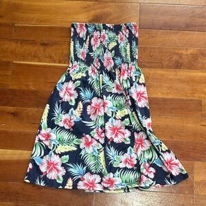 Tropical Floral Strapless Dress